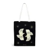 Two Turtle Doves Medium Open Top Tote Black